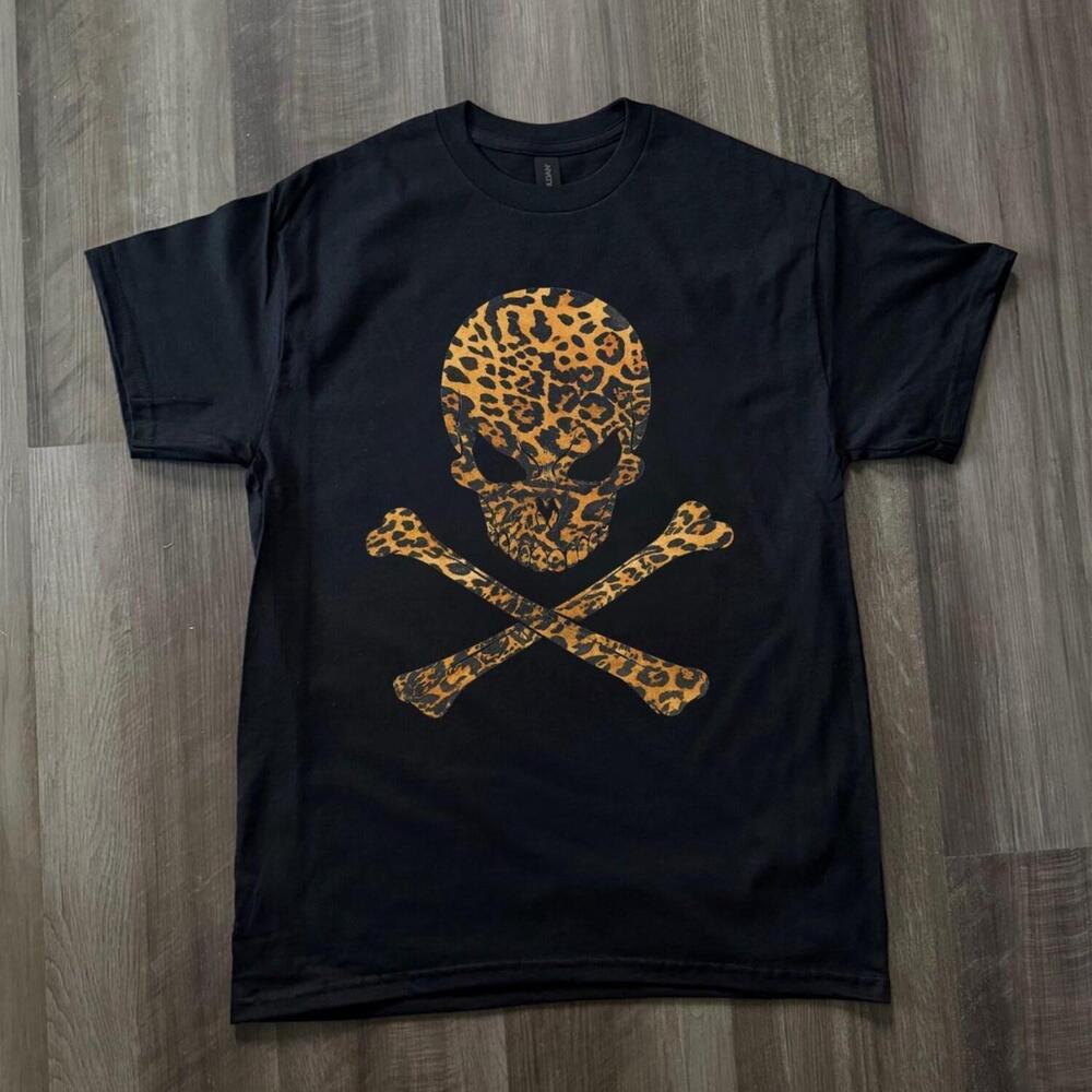 Leopard Skull Shirt, Skull Crossbones Tee, Gothic Graphic Tee